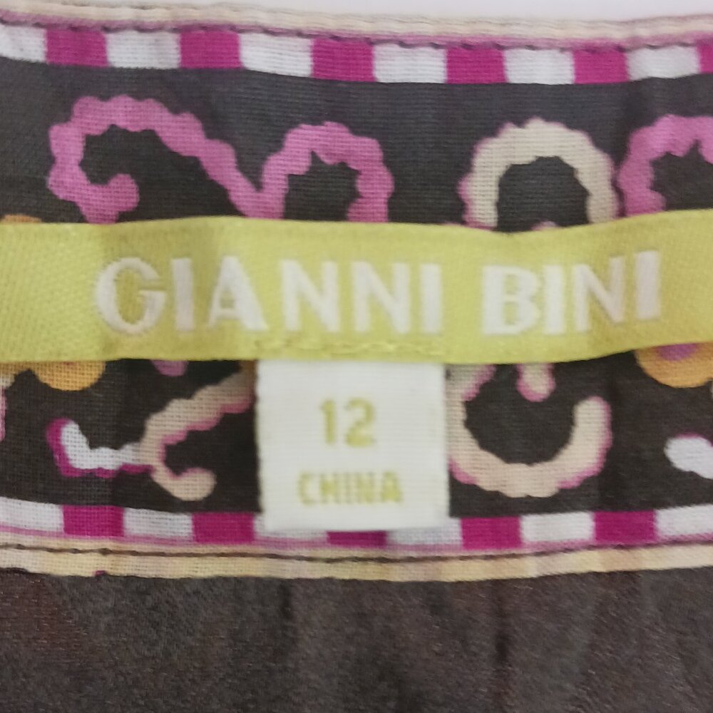 Gianni Bini, Boho Brown Floral Print Skirt, Size 12, Lace Trim, Cottage Core - Picture 2 of 13